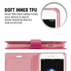 Hot Pink Genuine Mercury Rich Diary Wallet Card Case For IPhone 6 / 6S -Cheap NewCase Store iphone 7 8 mercury rich diary hot pink 2 58565.1641695034