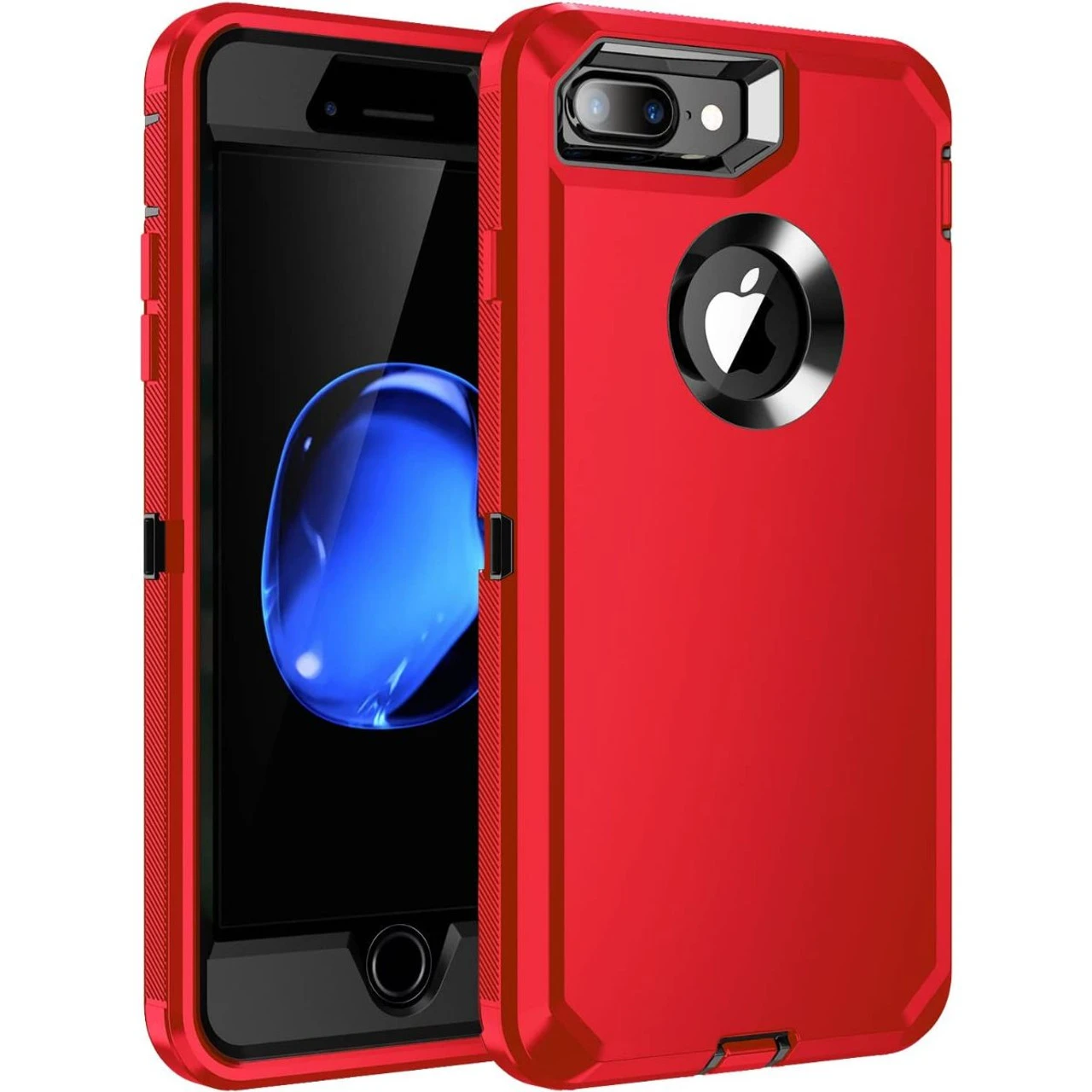 Red Full Body Heavy Duty Defender Case For IPhone 7 / 8 1 Red Full Body Heavy Duty Defender Case For IPhone 7 / 8