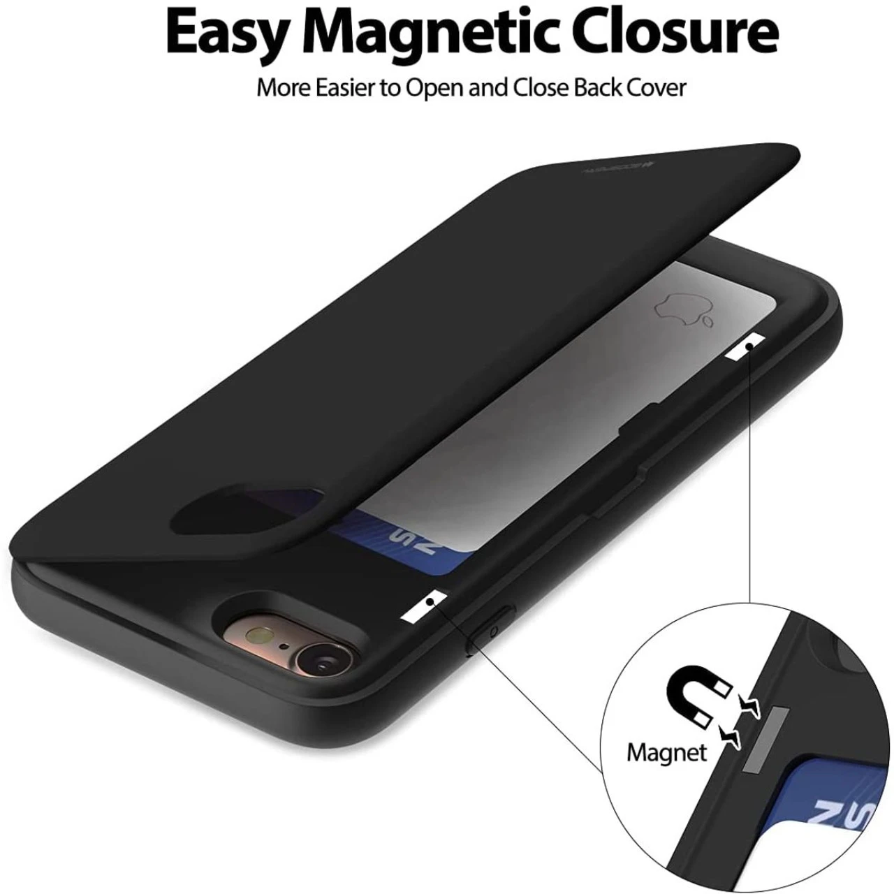 Black Goospery Slim Magnetic Door Credit Card Case For IPhone 7 / 8 / SE 2020 2 Black Goospery Slim Magnetic Door Credit Card Case For IPhone 7 / 8 / SE 2020 - Image 2