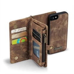 Retro Brown 2 In 1 Wallet Detachable Shock Proof Case For IPhone 7 / 8 / SE 2nd And 3rd Gen -Cheap NewCase Store iphone 7 8 se2 se3 caseme multifunctional wallet brown 2 25592.1689822278