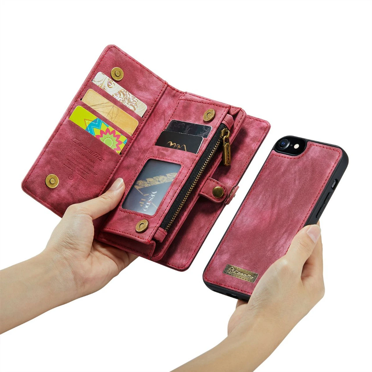 Red Multi-Functional Wallet Detachable Magnetic Case For IPhone 7 / 8 / SE 2nd And 3rd Gen 7 Red Multi-Functional Wallet Detachable Magnetic Case For IPhone 7 / 8 / SE 2nd And 3rd Gen - Image 7