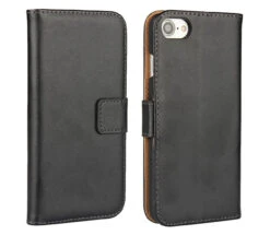Black Genuine Leather Business Wallet Case For Apple IPhone 7 / 8