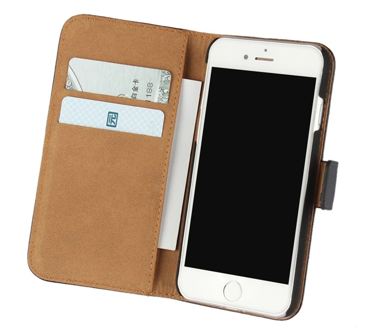 Black Genuine Leather Business Wallet Case For Apple IPhone 7 / 8 2 Black Genuine Leather Business Wallet Case For Apple IPhone 7 / 8 - Image 2