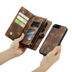 IPhone 7 Plus / 8 Plus CaseMe 11 Card Slot Wallet Magnetic Case - Brown -Cheap NewCase Store iphone 7 plus 8 plus caseme multifunctional wallet brown 3 12153.1689825877