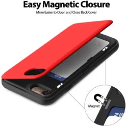 Red Goospery Slim Magnetic Door Credit Card Case For IPhone 7 Plus / 8 Plus -Cheap NewCase Store iphone 7 plus 8 plus goospery magnetic door case red 3 65777.1667280842
