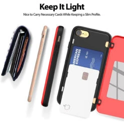 Red Goospery Slim Magnetic Door Credit Card Case For IPhone 7 Plus / 8 Plus -Cheap NewCase Store iphone 7 plus 8 plus goospery magnetic door case red 4 49116.1667280843