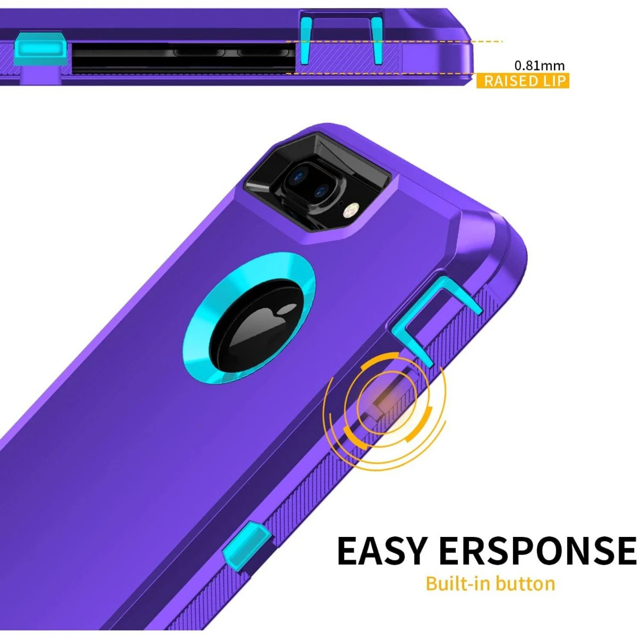 Purple Heavy Duty Defender Military Grade Case For IPhone 7 Plus / 8 Plus 3 Purple Heavy Duty Defender Military Grade Case For IPhone 7 Plus / 8 Plus - Image 3