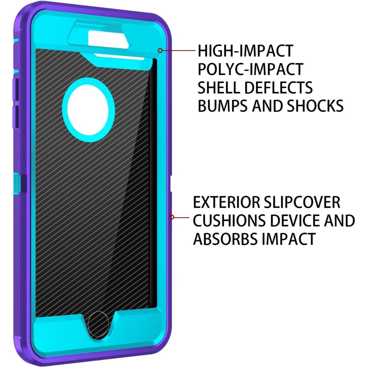 Purple Heavy Duty Defender Military Grade Case For IPhone 7 Plus / 8 Plus 6 Purple Heavy Duty Defender Military Grade Case For IPhone 7 Plus / 8 Plus - Image 6
