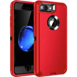 Red Full Body Heavy Duty Defender Case For IPhone 7 Plus / 8 Plus