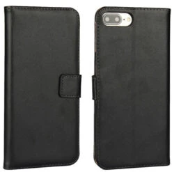 Black Genuine Leather Wallet Case For Apple IPhone 7 Plus