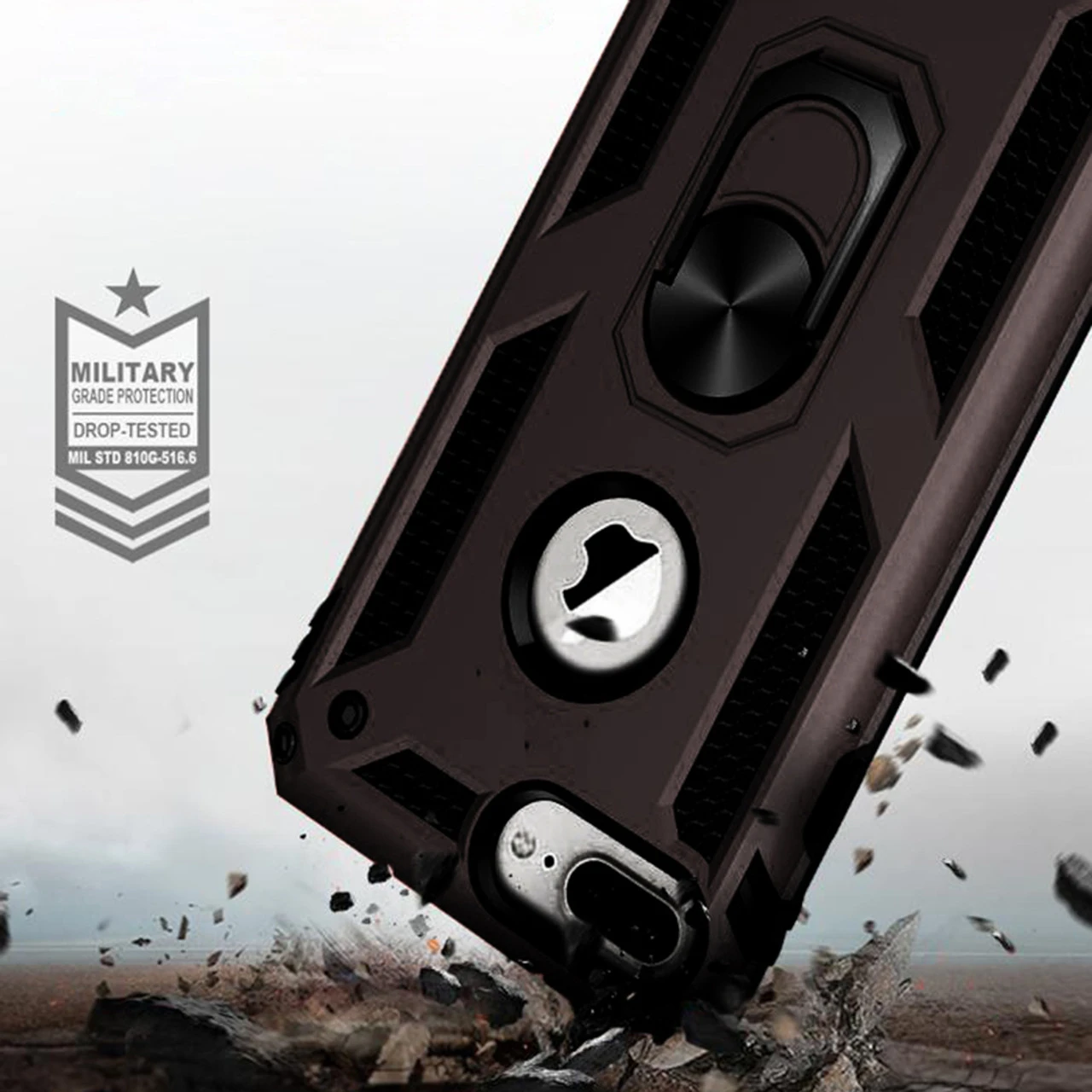 Black 360 Rotating Metal Ring Slim Armor Stand Case For IPhone 7 / 8 4 Black 360 Rotating Metal Ring Slim Armor Stand Case For IPhone 7 / 8 - Image 4