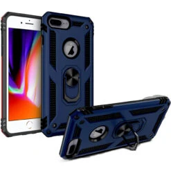 Navy 360 Rotating Metal Ring Shock Proof Stand Case For IPhone 8 Plus -Cheap NewCase Store iphone 8 metal ring kickstand case navy 2 71643.1591341342