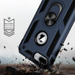 Navy 360 Rotating Metal Ring Shock Proof Stand Case For IPhone SE 2020 -Cheap NewCase Store iphone 8 metal ring kickstand case navy 4 81128.1681438922