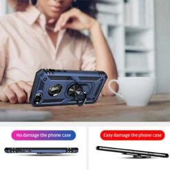 Navy 360 Rotating Metal Ring Shock Proof Stand Case For IPhone 8 Plus -Cheap NewCase Store iphone 8 metal ring kickstand case navy 5 41273.1591341333