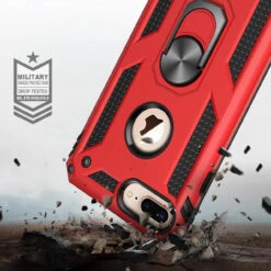 Red 360 Rotating Metal Ring Slim Armor Stand Case For IPhone SE 2020 -Cheap NewCase Store iphone 8 metal ring kickstand case red 4 08537.1681438941