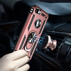 Rose Gold IPhone SE 2020 360 Rotating Metal Ring Shock Proof Case -Cheap NewCase Store iphone 8 metal ring kickstand case rose gold 3 14695.1636955159