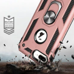 Rose Gold IPhone 8 Plus Shock Proof Case 360 Rotating Metal Ring Stand -Cheap NewCase Store iphone 8 metal ring kickstand case rose gold 4 73984.1649129877