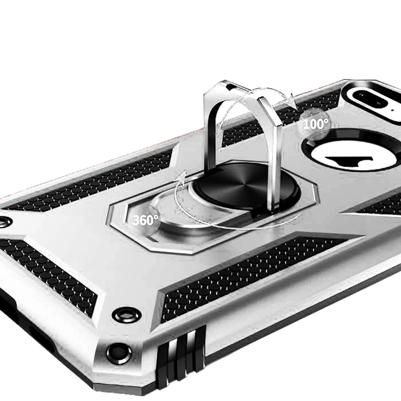 Silver Apple IPhone 8 Plus 360 Rotating Stand Heavy Duty Case 3 Silver Apple IPhone 8 Plus 360 Rotating Stand Heavy Duty Case - Image 3