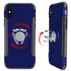 Navy IPhone XS Max Metal 360 Degree Ring Shock Proof Case 7 Navy IPhone XS Max Metal 360 Degree Ring Shock Proof Case -Cheap NewCase Store iphone x 360 ring case blue 2 41774.1634790608