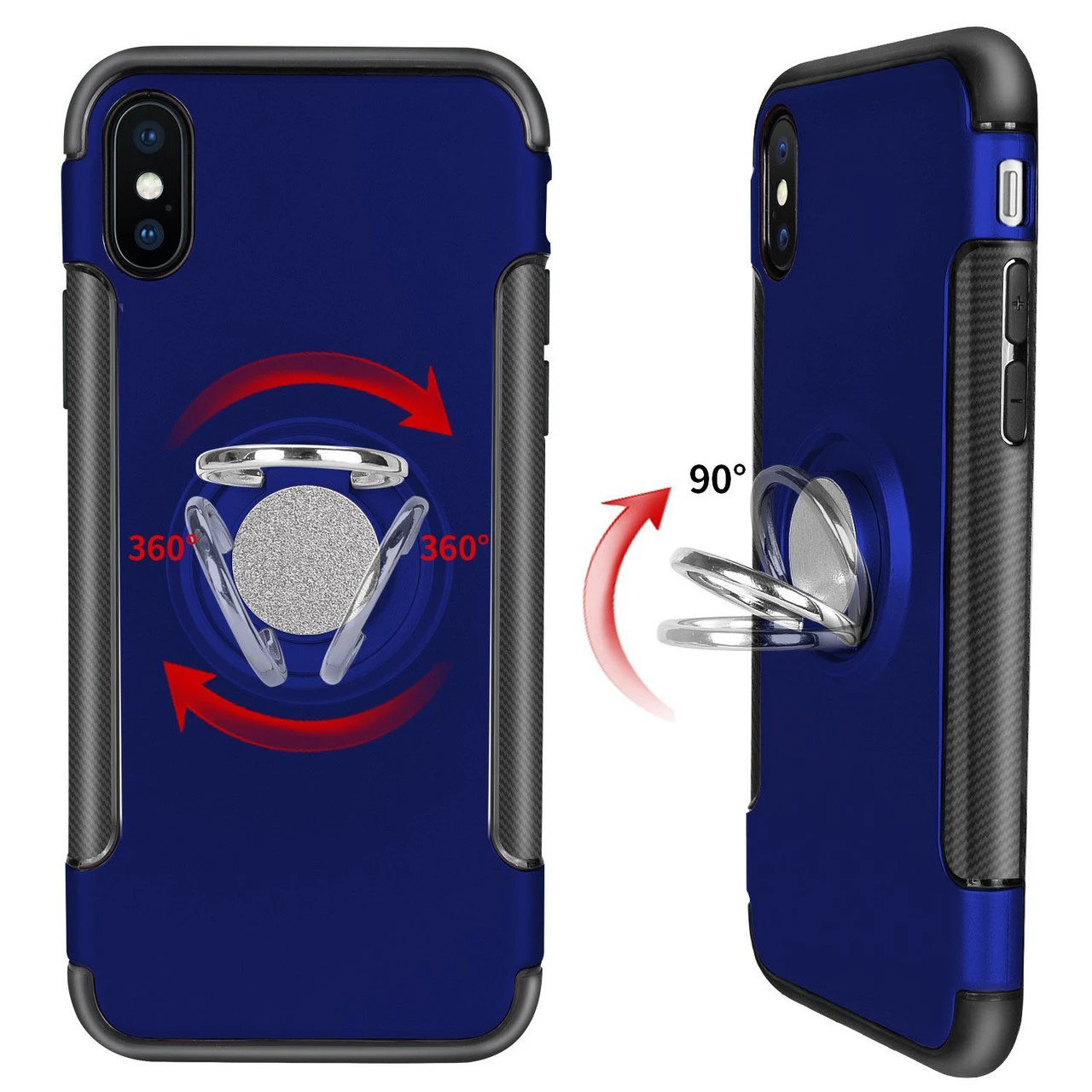 Navy IPhone XS Max Metal 360 Degree Ring Shock Proof Case 4 Navy IPhone XS Max Metal 360 Degree Ring Shock Proof Case - Image 4