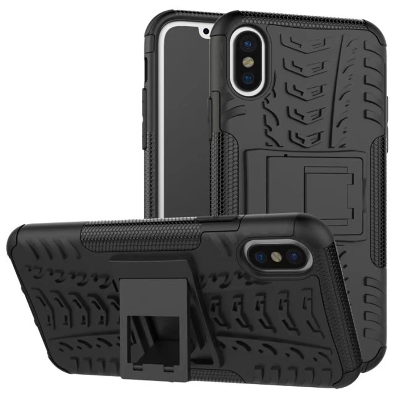 Apple IPhone XS Max Heavy Duty Kickstand Case Cover - Black 1 Apple IPhone XS Max Heavy Duty Kickstand Case Cover - Black