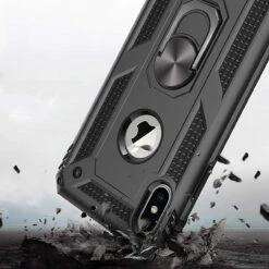 Black 360 Degree Ring Shock Proof Defender Case For IPhone X / XS -Cheap NewCase Store iphone x hybrid metal circle case black 2 47415.1660548717