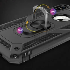 Black 360 Degree Ring Shock Proof Defender Case For IPhone X / XS -Cheap NewCase Store iphone x hybrid metal circle case black 3 26454.1660548717