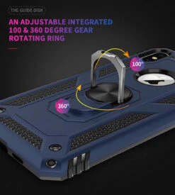 Navy IPhone XR Metal 360 Degree Metal Ring Armour Stand Case -Cheap NewCase Store iphone x hybrid metal circle case navy 3 85470.1641355586