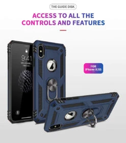 Navy Metal 360 Degree Ring Holder Stand Case For IPhone X / XS -Cheap NewCase Store iphone x hybrid metal circle case navy 4 08962.1660550207