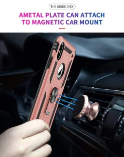 Rose Gold IPhone X / XS Metal 360 Degree Ring Armour Stand Case -Cheap NewCase Store iphone x hybrid metal circle case rose 5 05069.1641356202