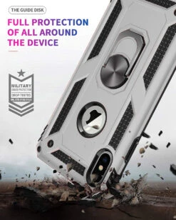 Silver Slim Armour 360 Degree Ring Stand Case For IPhone X / XS -Cheap NewCase Store iphone x hybrid metal circle case silver 2 45312.1641356189
