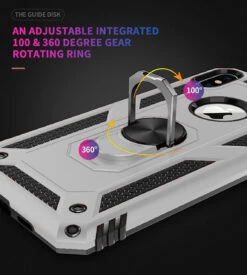 Silver IPhone XR Slim Armour 360 Degree Metal Circle Ring Stand Case -Cheap NewCase Store iphone x hybrid metal circle case silver 3 90520.1641355456