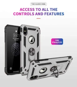 Silver Slim Armour 360 Degree Ring Stand Case For IPhone X / XS -Cheap NewCase Store iphone x hybrid metal circle case silver 4 01375.1641356189