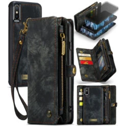 Black IPhone X / XS Multi-functional Wallet Zipper Purse Magnetic Case 14 Black IPhone X / XS Multi-functional Wallet Zipper Purse Magnetic Case -Cheap NewCase Store iphone x xs caseme multifunctional wallet black 6 48360.1691466996