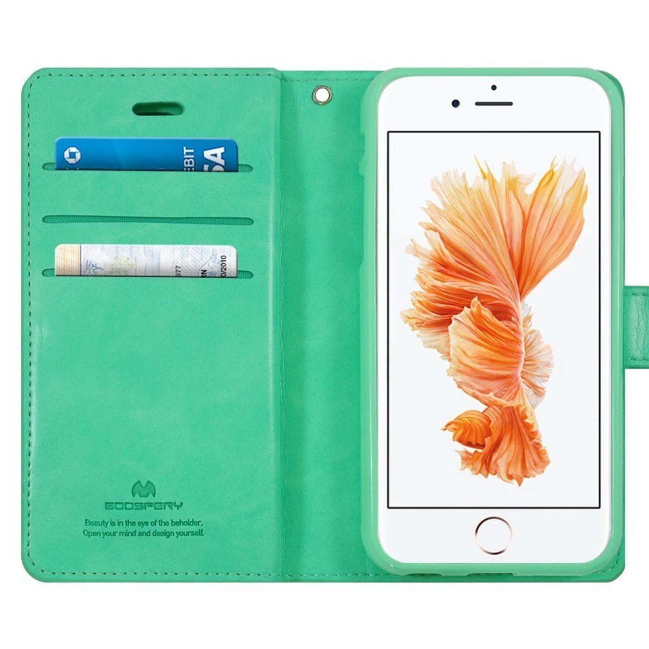 Mint Green Genuine Mercury Mansoor Diary Wallet Case For IPhone X / XS 4 Mint Green Genuine Mercury Mansoor Diary Wallet Case For IPhone X / XS - Image 4