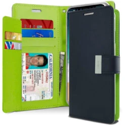 Quality IPhone X / XS Genuine Mercury Rich Diary Wallet Case - Navy