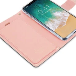 Rose Gold IPhone X / XS Mercury Rich Diary Premium Wallet Case -Cheap NewCase Store iphone x xs mercury rich diary rosegold 5 46285.1685698318