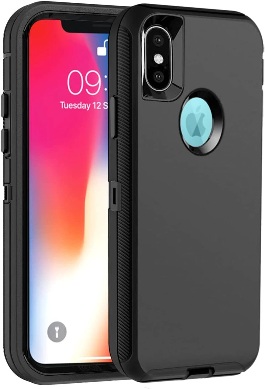 Black Full Body Heavy Duty Defender Case For IPhone X / XS 1 Black Full Body Heavy Duty Defender Case For IPhone X / XS