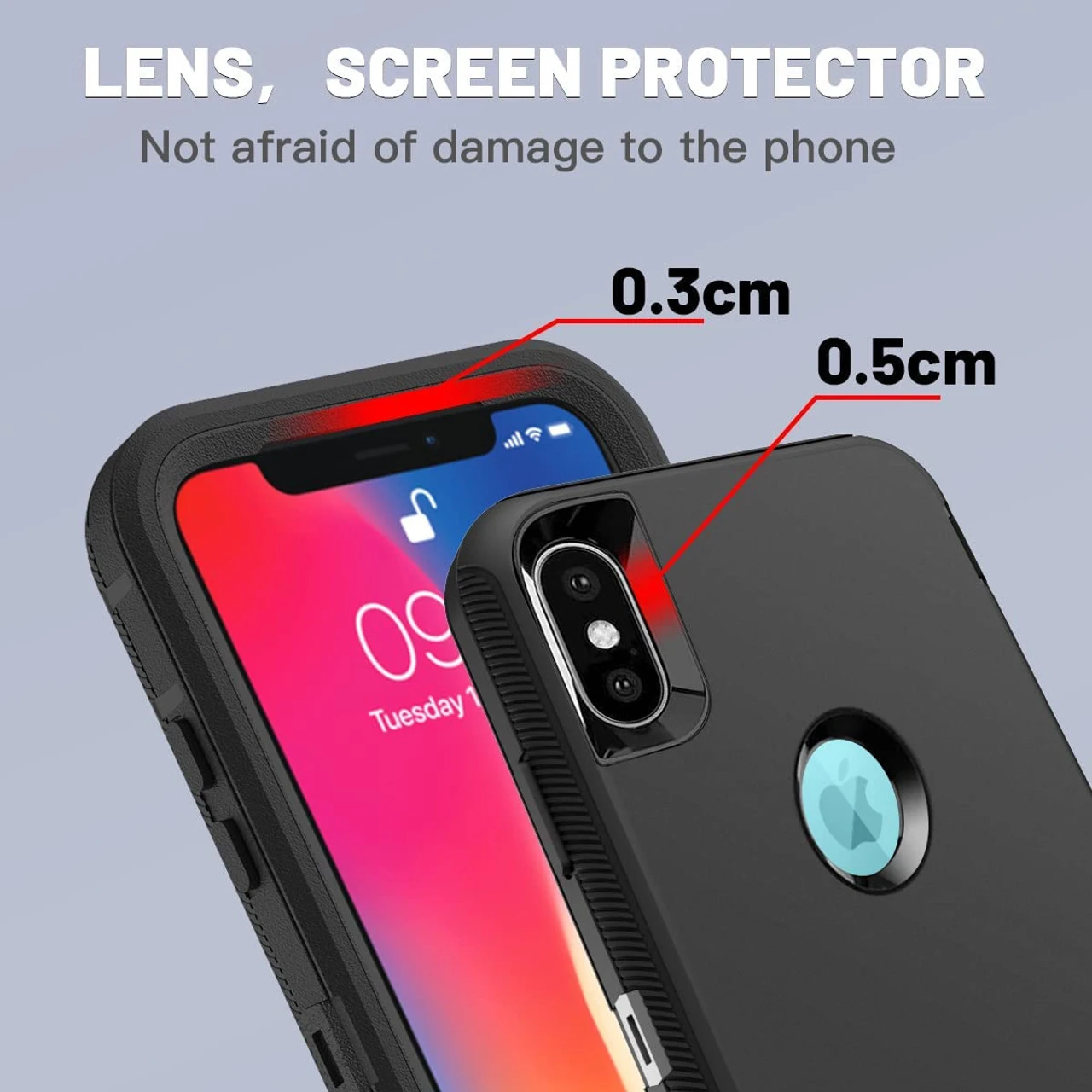 Black Full Body Heavy Duty Defender Case For IPhone X / XS 4 Black Full Body Heavy Duty Defender Case For IPhone X / XS - Image 4
