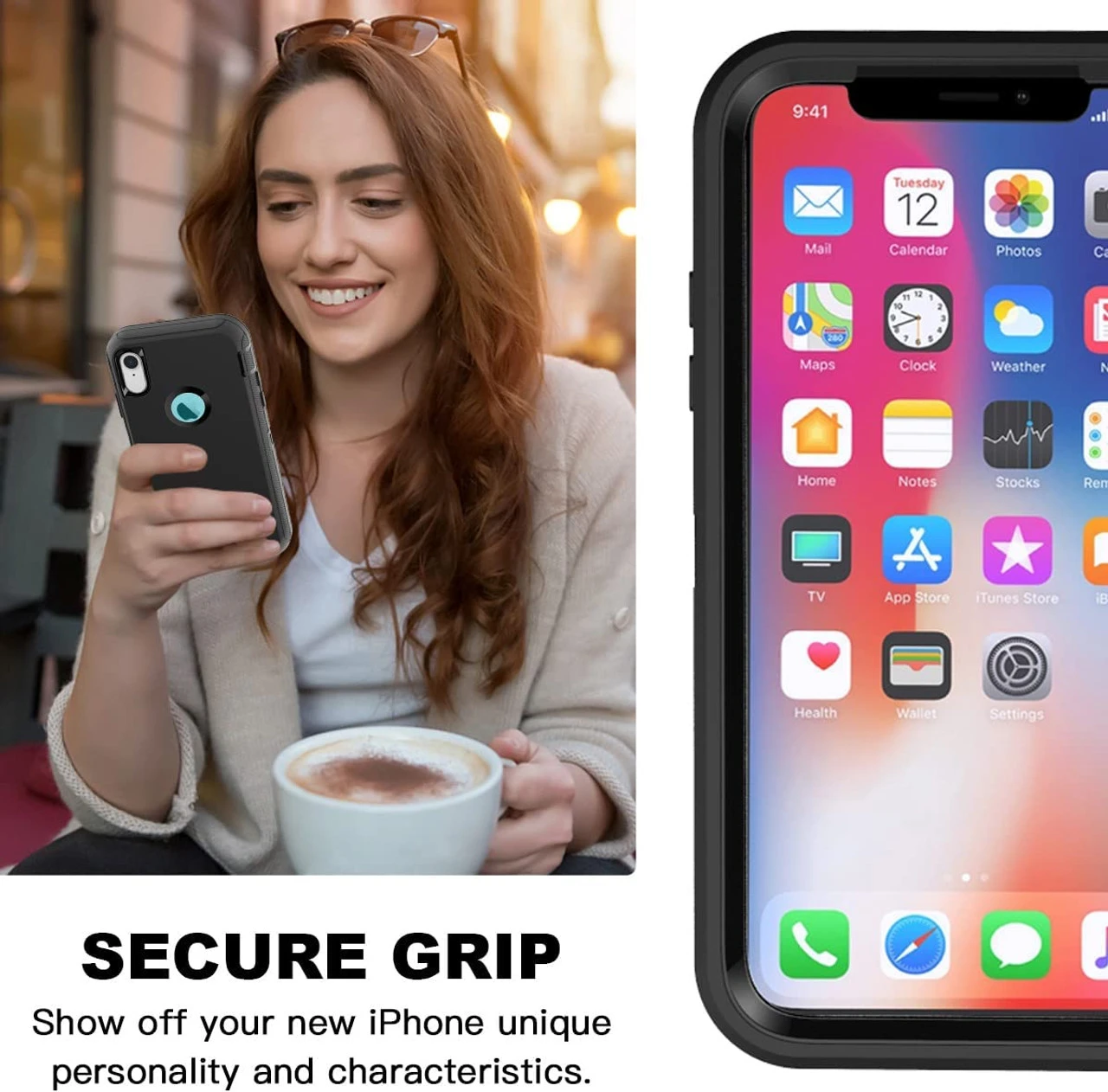 Black Full Body Heavy Duty Defender Case For IPhone X / XS 5 Black Full Body Heavy Duty Defender Case For IPhone X / XS - Image 5