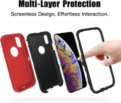 Red Heavy Duty Military Defense Drop Proof Case For IPhone X / XS 10 Red Heavy Duty Military Defense Drop Proof Case For IPhone X / XS -Cheap NewCase Store iphone x xs military grade defender case red 5 65807.1677705780