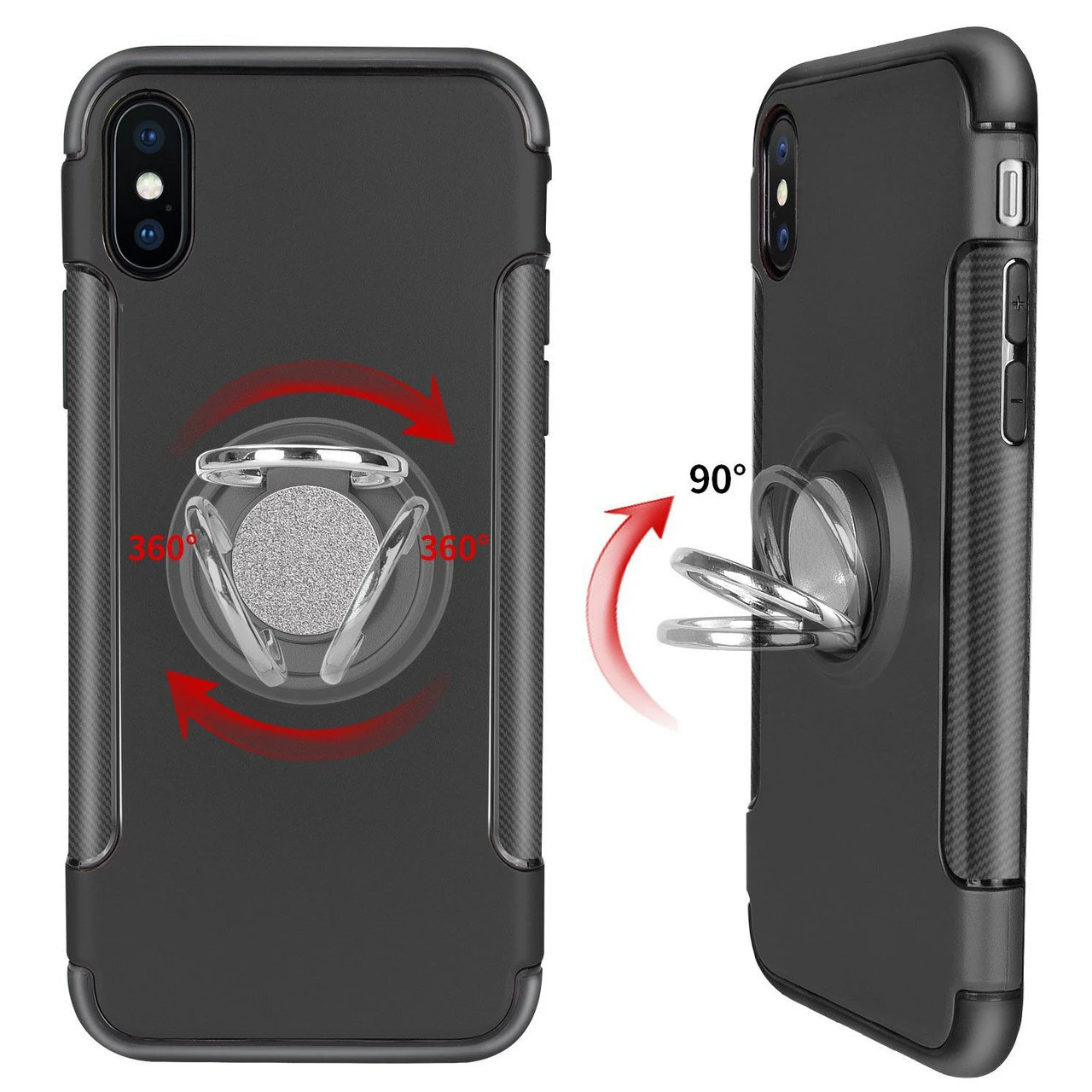 Black Metal Circle 360 Degree Ring Shock Proof Case For IPhone XR 2 Black Metal Circle 360 Degree Ring Shock Proof Case For IPhone XR - Image 2