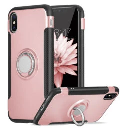 Rose Gold IPhone XR Metal 360 Degree Metal Ring Armour Stand Case