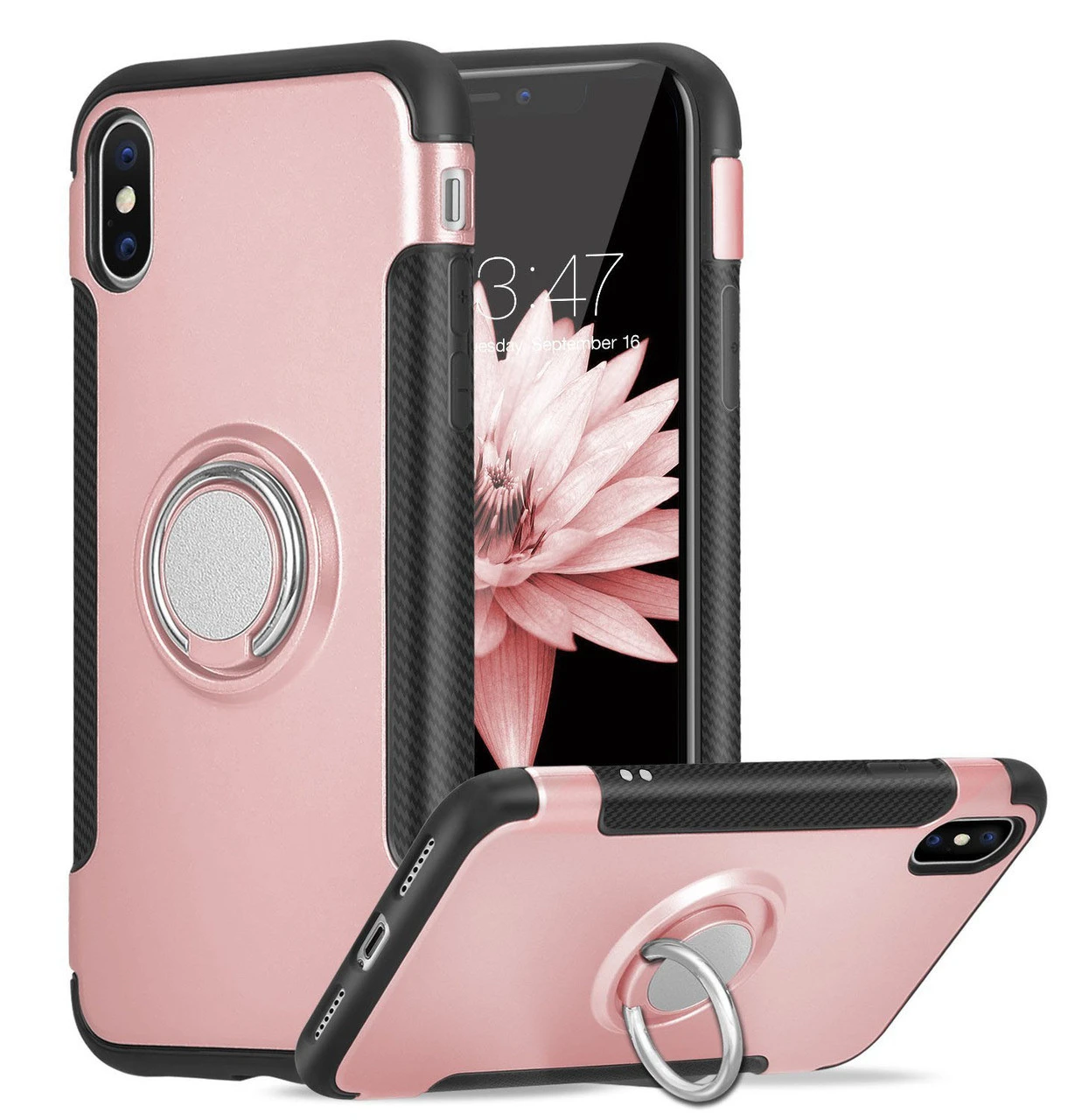 Rose Gold IPhone XR Metal 360 Degree Metal Ring Armour Stand Case 1 Rose Gold IPhone XR Metal 360 Degree Metal Ring Armour Stand Case