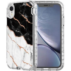 Black/White Marble Stone Shock Proof Defender Case For IPhone 7 / 8