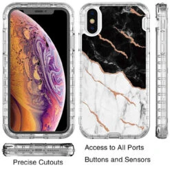 Black/White Marble Stone Shock Proof Defender Case For IPhone 7 / 8 -Cheap NewCase Store iphone xr 3in1 marble shockproof case bw 5 06120.1574909134