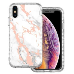IPhone 7 / 8 White / Gold Marble 3 In 1 Heavy Duty Shock Proof Case