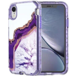 IPhone XR Luxury Purple Marble 3 In 1 Shock Proof Full Body Case