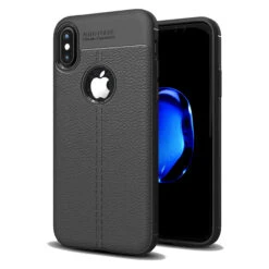 Black IPhone XR Ultra Slim Carbon Fibre Leather Texture Case Cover