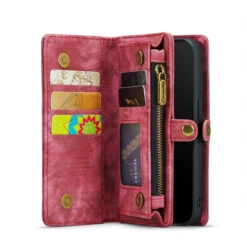 Red IPhone XR Stylish Multi-functional 2 In 1 Purse Wallet Magnetic Case
